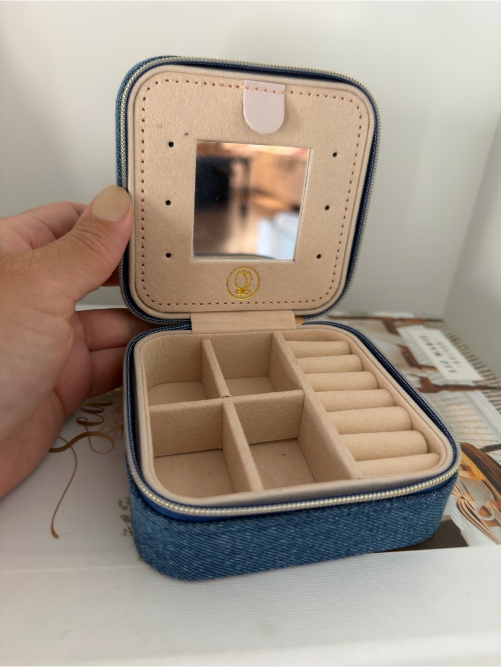 Compact Denim Travel Case - Blue